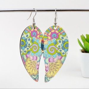 Multicolor Boho Paisley Angel Wing Earrings